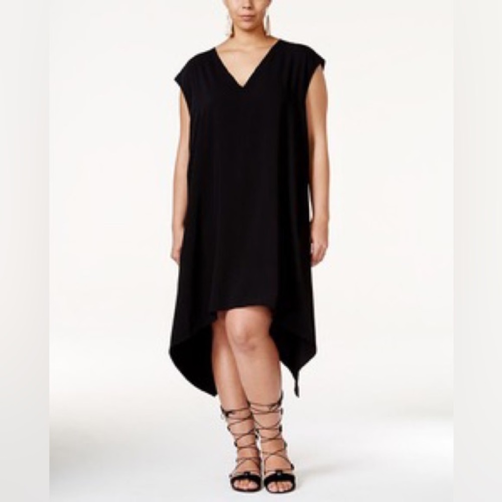 RACHEL by Rachel Roy Trendy Plus Size Sydney Handkerchief-Hem Black Dress 2X